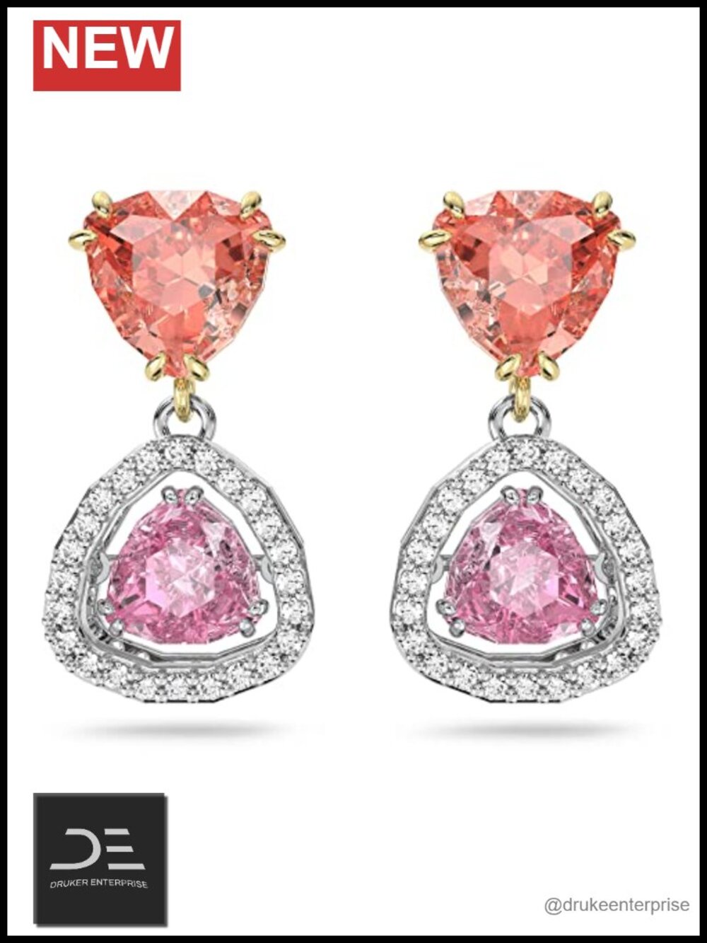 Swarovski Crystals Drop Dangle Earrings Multicolor Hoop